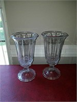 Two very nice crystal hurricane candle holders