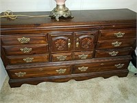 Late 70's style dark wood dresser with Hutch