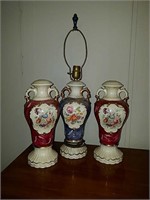 Victorian vase ceramic two handle table lamps