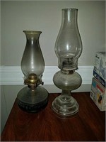 2 old oil lamps