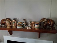Decorative items on the fireplace mantle