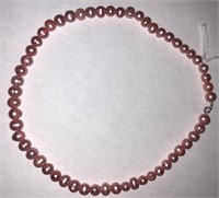 Sterling Silver And Pink Pearl Necklace