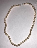 Sterling Silver And Pearl Beaded Necklace