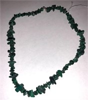 Sterling Silver And Malachite Stranded Necklace