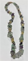 Gold Plated Necklace With Multicolored Stones