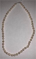 Sterling Silver And Pearl Stranded Necklace