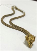 Sterling Silver Goldwash Ram's Head Necklace
