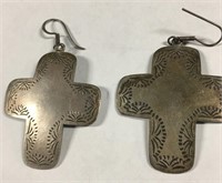 Pair Of Sterling Silver Cross Earrings