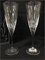 Pair Of Thomas Webb Crystal Champagne Flutes