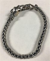 Sterling Silver Leopard Head Bracelet
