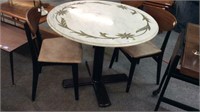 IRON BASE DINING TABLE WITH DECORATIVE MARBLE