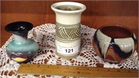 (3) SMALL, NATIVE STYLE POTTERY VASES