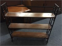 NARROW BOOKSHELF WITH  ORNAMENTAL IRON ENDS