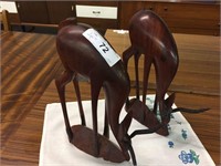 SET OF TWO WOOD ANTELOPES