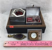 Various Small Items in Wood Box