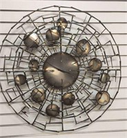 1960'S METAL ART WALL CLOCK, SIGNED SIMMONS, 33”