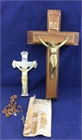 Pair of Large Vintage Crucifix’s and Rosary