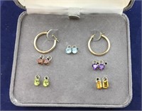 Small 14K Gold Hoops With Changeable Gem Stones