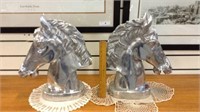 LARGE ALUMINUM HORSE HEAD FIGURES; 17"  (x2)