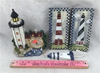 Lighthouse Clock & Hand Painted Plaques