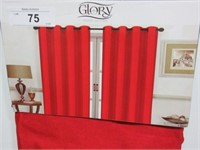 Set Of 4 Red Grommeted Curtain Panels