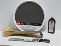 Non Skid Turntables, Wooden Spoons, Bread Knife,