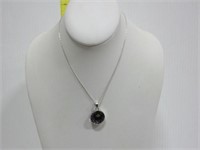 15" .925 Necklace  With Pressed Flower In Glass
