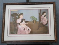 Framed & Matted Girl with Doll Signed Print