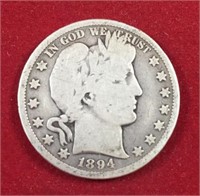 1894 S Barber Half Dollar