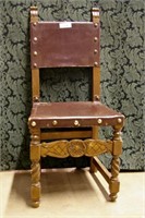 Jacobean Leather Chair - 31"h x 22"w