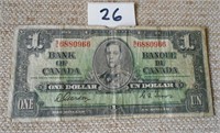 Old Canadian $1 Bill