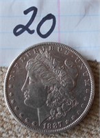 Large 1887 United States Silver Dollar