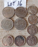 4 Canadian Dollars /  6 50 Cent Coins
