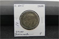 1922 G. BRIT SILVER TWO SHILLINGS