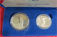 LIBERTY SILVER DOLLAR AND HALF W BOX PAPERS