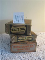 3 Vintage Wooden Cigar Boxes