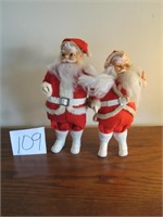 2 Vintage Santa's 10" & 11" Tall