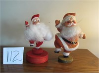 2 Vintage Santa's 10" Tall - one musical
