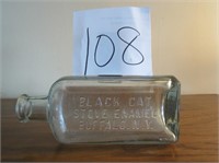 Antique Bottle Black Cat Stove Enamel
