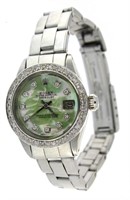 Ladies Oyster Datejust Green MOP Diamond Rolex