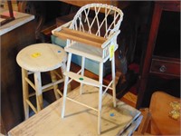 Wicker doll high chair