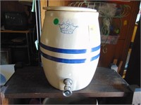 #2 Blue Banded Crock Beverage Dispenser