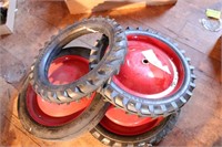 Pedeal tractor wheels, red