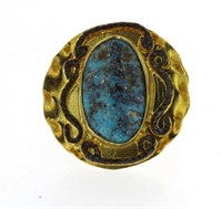 Genuine Elongated Turquoise Designer Ring