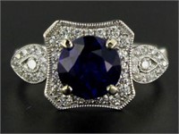 14kt Gold 3.10 ct Sapphire & Diamond Ring