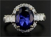 14kt Gold 5.32 ct Sapphire & Diamond Ring