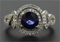 14kt Gold 2.66 ct Round Sapphire & Diamond Ring