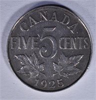 1925 CANADA FIVE CENTS  FINE