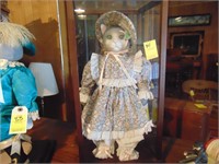 Cat doll in dress, original box.