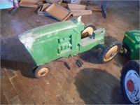 Green Narrow front pedal tractor missing seat